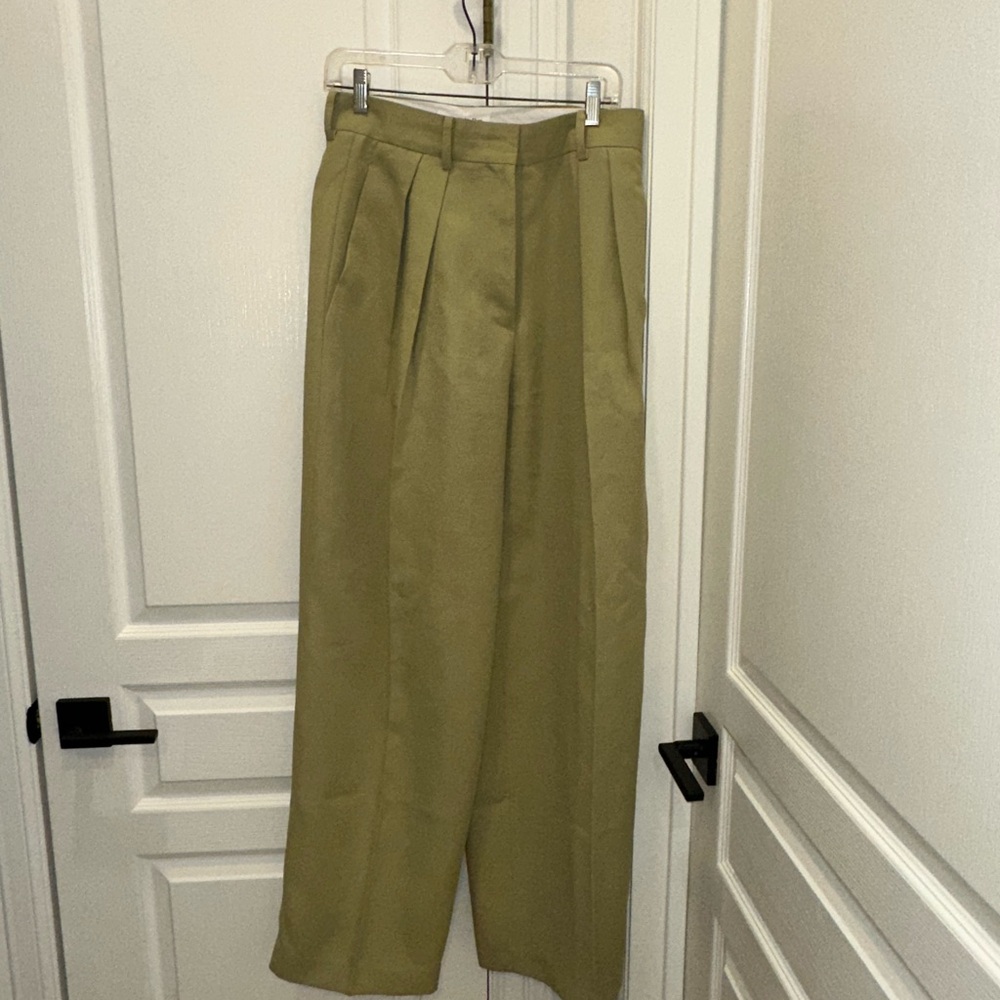 Frankie shop sage green trousers